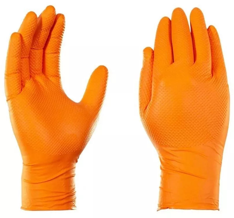 Diamond Textured HandCare Premium Orange Nitrile Gloves