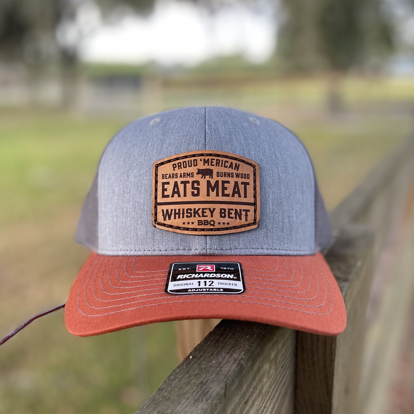 Proud Merican Leather Patch Hat - Gray/Orange